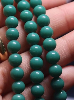 雪巴琉璃果冻f料菜籽绿圆珠108手串长串佛珠手链项链男女佩戴配饰