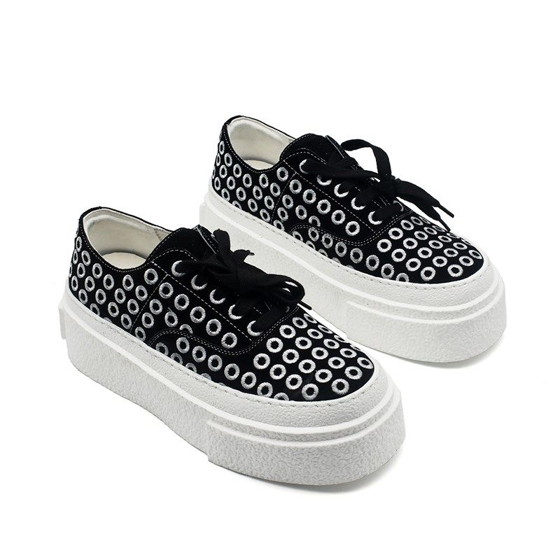 【帽子先森】刺绣圈圈厚底德训鞋男真皮松糕鞋欧货低帮鞋国潮板鞋,淘宝优惠券,粉丝福利购,淘宝优惠卷