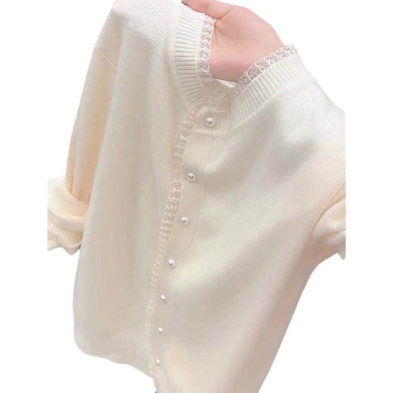 杏色圆领长袖针织衫女2025秋季新款减龄开衫亲肤百搭毛衣外搭上衣,淘宝优惠券,粉丝福利购,淘宝优惠卷