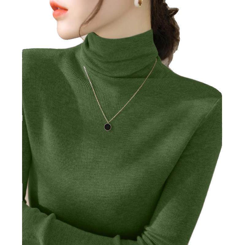 配羊毛大衣内搭绿色高领毛衣女秋冬新款洋气高级感软糯针织打底衫,淘宝优惠券,粉丝福利购,淘宝优惠卷
