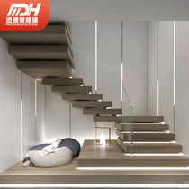 Custom Mesh Red Stack Stacked Staircase STEP DUPLEX PENTHOUSE VILLA SOLID WOOD GLASS ARMREST RAILING ROCK PLATE STAIRS