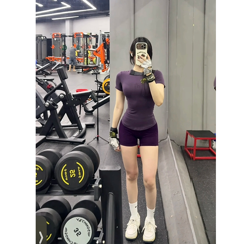 纯欲风运动健身短袖瑜伽t恤女收腰百搭显瘦跑步训练紧身上衣外穿,淘宝优惠券,粉丝福利购,淘宝优惠卷