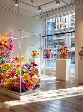 透明亚克力花艺展示柜引流打卡