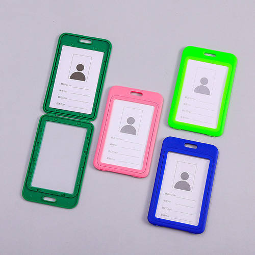 厂家新款牌双面透明员工牌塑料胸卡套彩色证卡套 - 图2