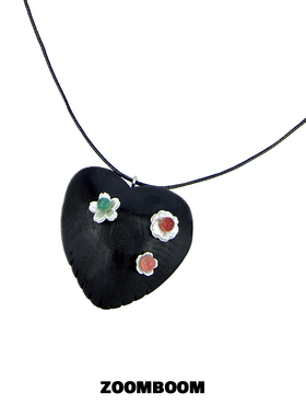 ZOOMBOOM 木质心形花朵吊坠女款加长可调节项链韩版锁骨毛衣链