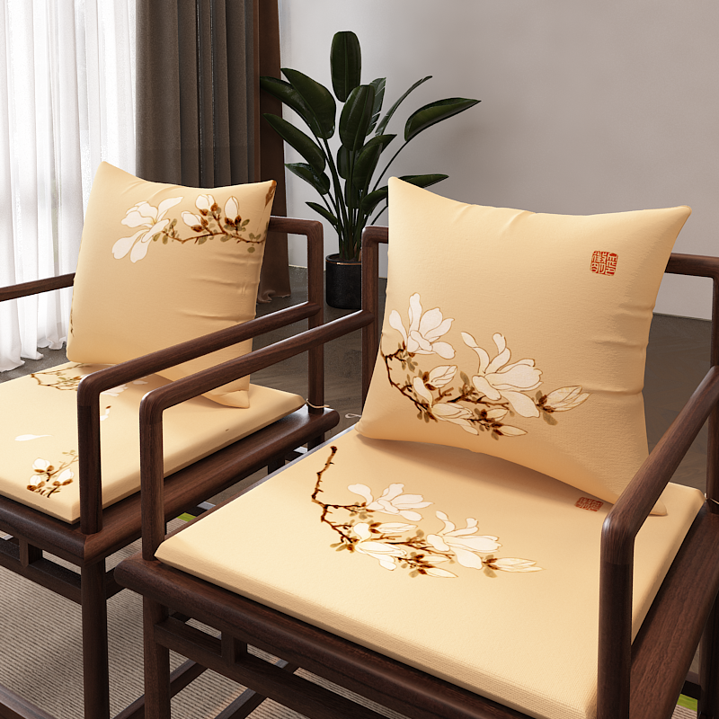 坐垫椅垫红木沙发圈椅太师椅椅子实木中式玉兰画卷中式中国风垫子,淘宝优惠券,粉丝福利购,淘宝优惠卷