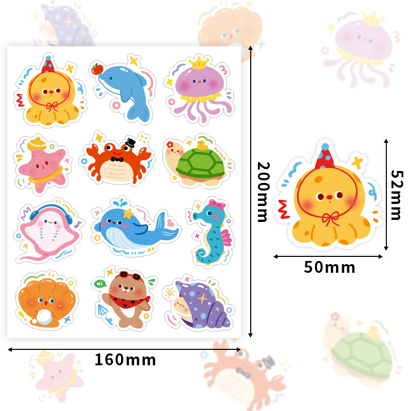 360张/卡通海洋动物贴纸幼儿园可爱奖励学习趣味儿童小贴纸贴画水果杯子装饰防水女孩男孩动物不干胶书桌贴,淘宝优惠券,粉丝福利购,淘宝优惠卷