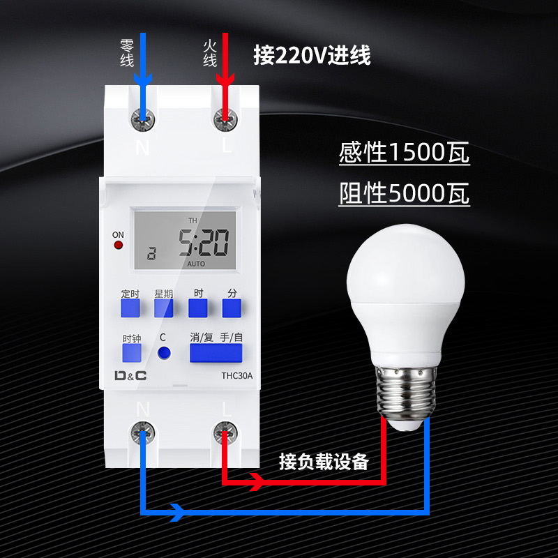 上海德力西开关220V定时器时控开关门头灯热水器全自动循环控制器-图1