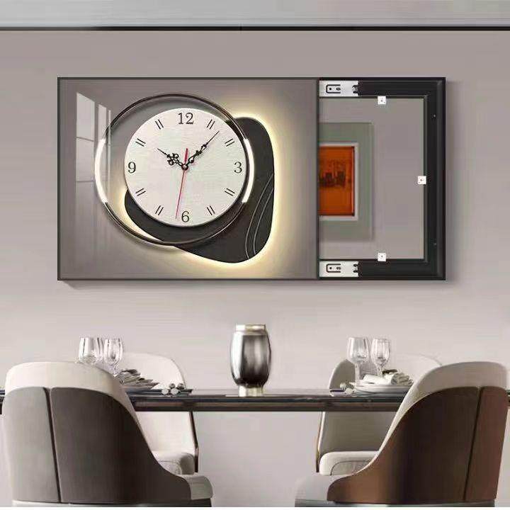 现代简约电表箱装饰画免打孔带钟表电闸开关盒挂画弱电源箱遮挡画 - 图1