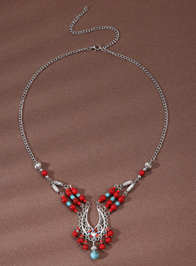 波西米亚民族风复古项链女锁骨链