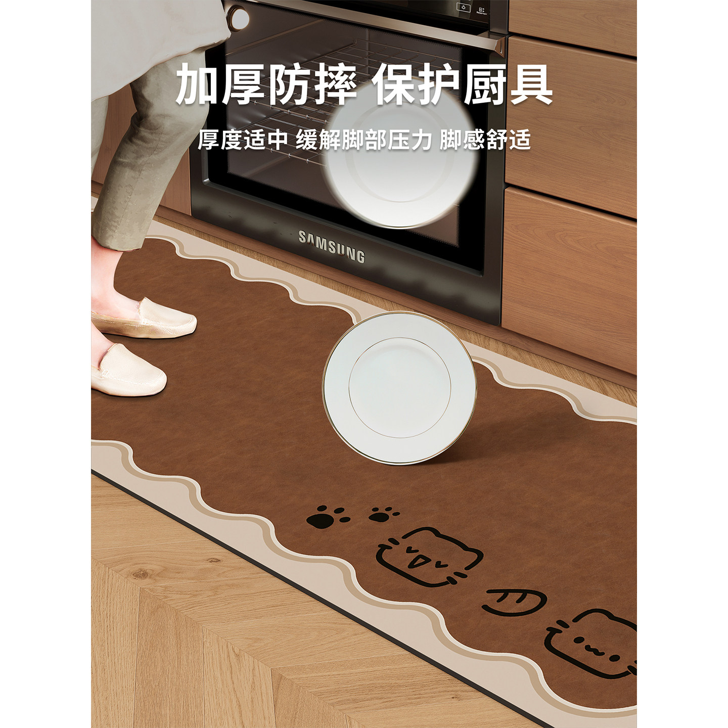 American cartoon antique diatom mud kitchen floor mat 2026 new oil-proof carpet foot mat sink countertop mat