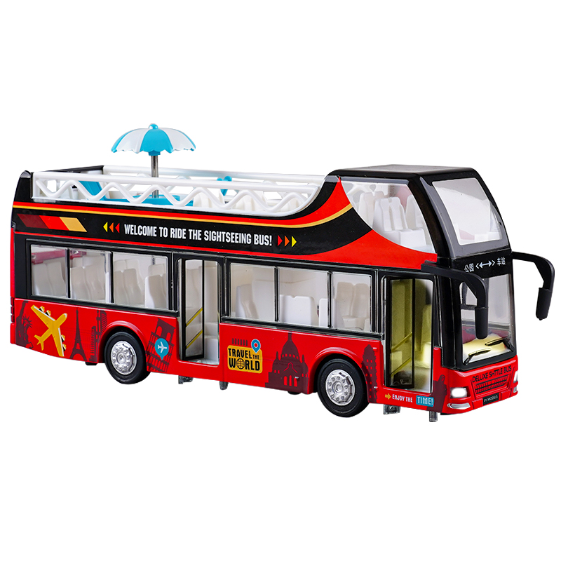 大号合金儿童公交车玩具开门公共汽车模型双层宝宝校巴士百变男孩-图3