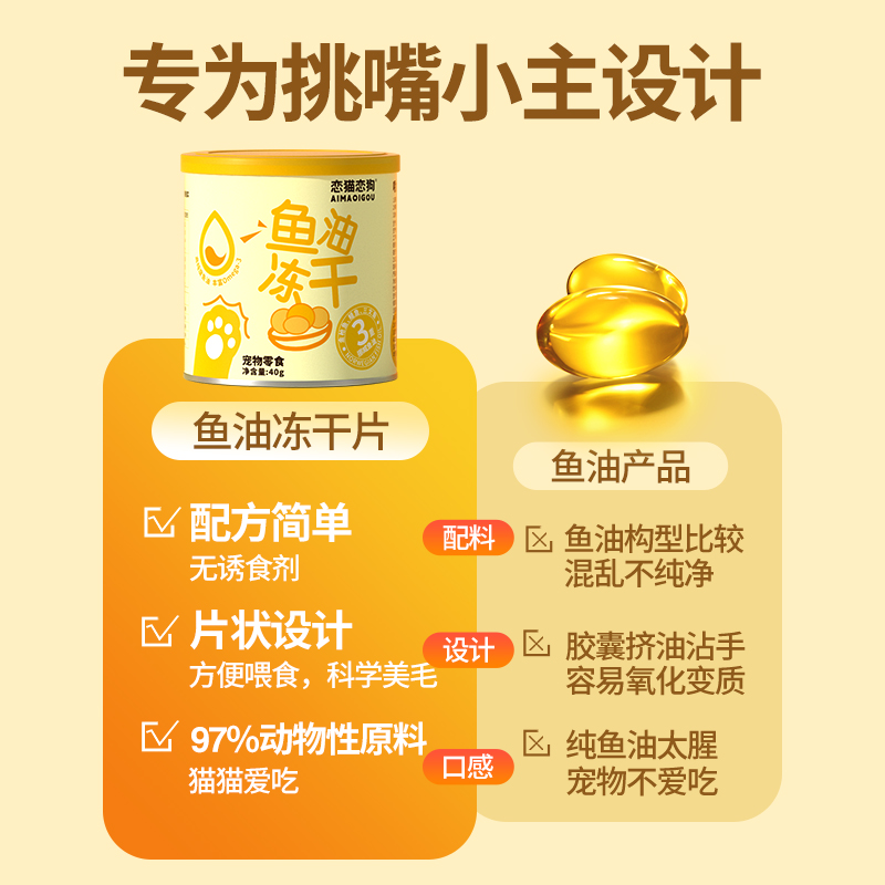 【交个朋友年货节】恋猫恋狗鱼油冻干美毛猫用猫磨牙拌粮零食