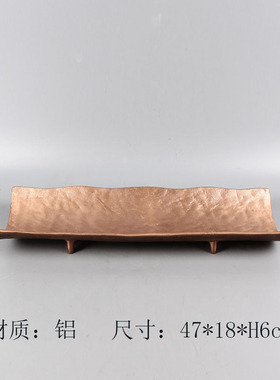 新中式竹节形创意长条托盘摆件现代样板间售楼处酒店X铝制收纳装