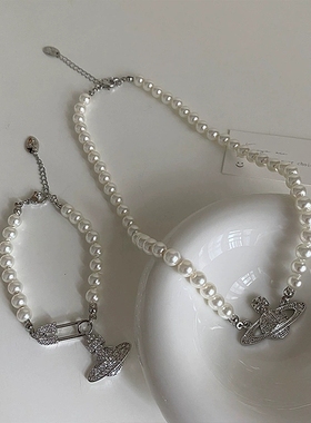 星球锆石项链珍珠锁骨链女锆石