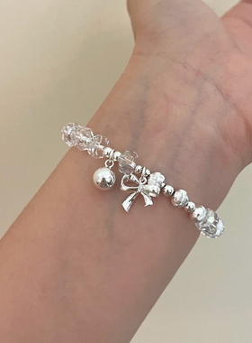 水晶蝴蝶结手链合金日韩水晶女