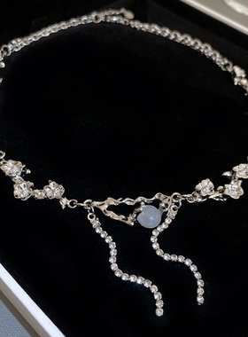 项链丰美锆石锁骨链女钛钢