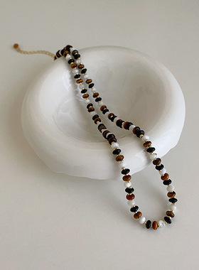 天然石项链猫眼石锁骨链女