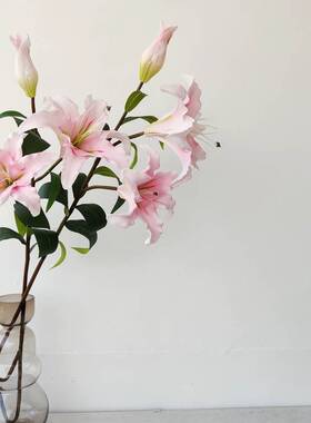 太逼真了仿真手感PU保湿百合花束客厅装饰摆件设抖音盆栽假花
