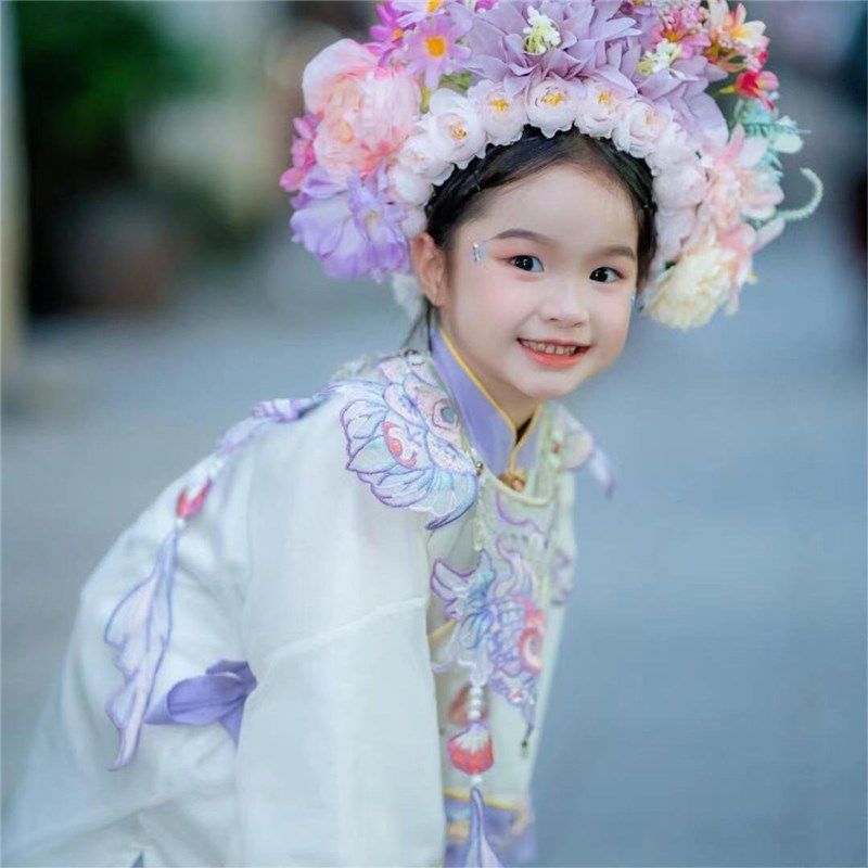 汉服女童复古风儿童宝宝周岁礼服唐制大袖衫仙女套装云肩紫色明代,淘宝优惠券,粉丝福利购,淘宝优惠卷