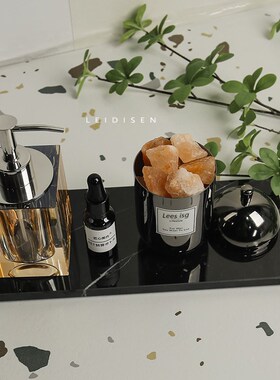 样板房间酒店浴室饰品搭配套装洗手台面水晶乳液瓶大理石托盘组合