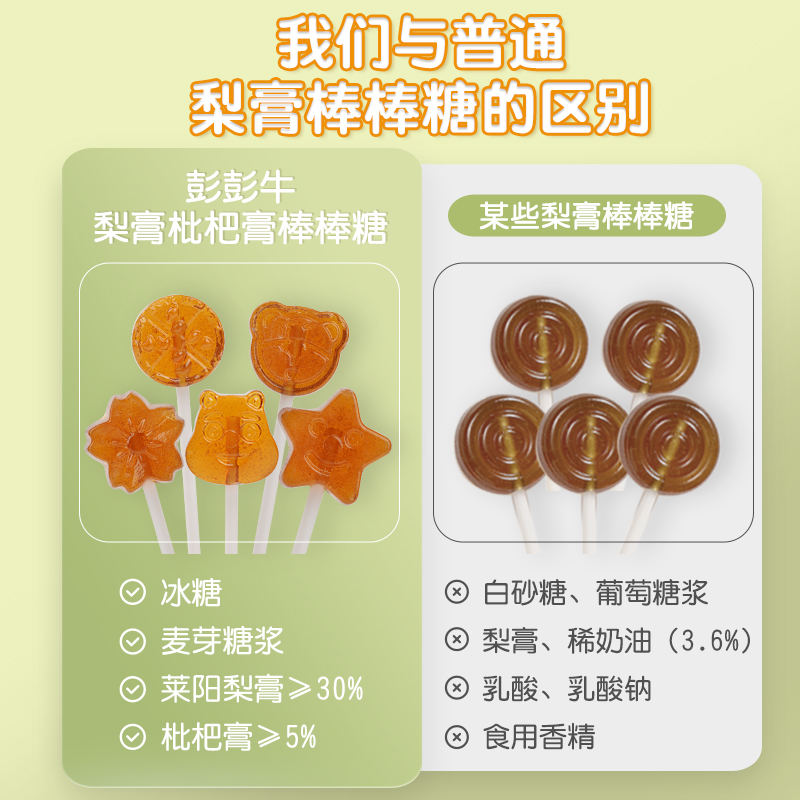 梨膏棒棒糖彭彭牛秋梨膏枇杷润喉糖正宗无添加宝宝儿童小零食糖果 - 图2