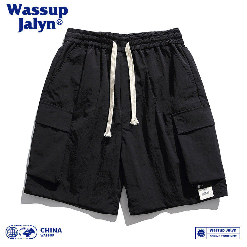 WASSUP JALYN工装短裤男士夏季冰丝薄款口袋运动休闲沙滩裤五分裤,淘宝优惠券,粉丝福利购,淘宝优惠卷