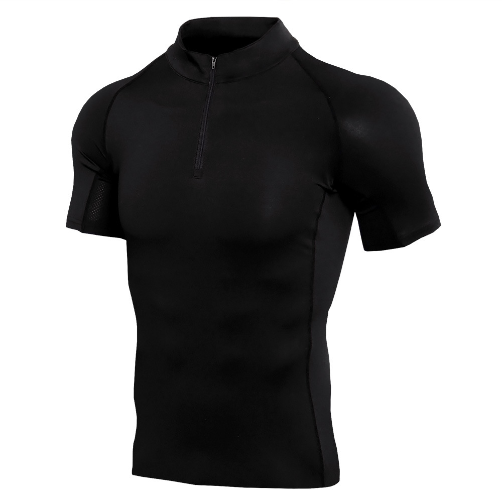 Sport speed dry stand collar slim T-shirt运动速干立领修身T恤 - 图0