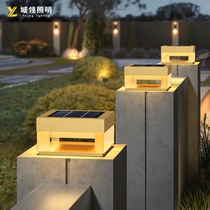 Solar Villa Column Headlights Outdoor Waterproof All-copper Door Column Lamp Courtyard Wall Light Floodlight Garden Pillar Light