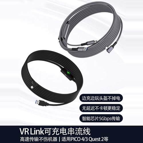 Quest3s/2串流线5米Pico4VR Link线弯头PICO4Ultra续航充电数据线 - 图1
