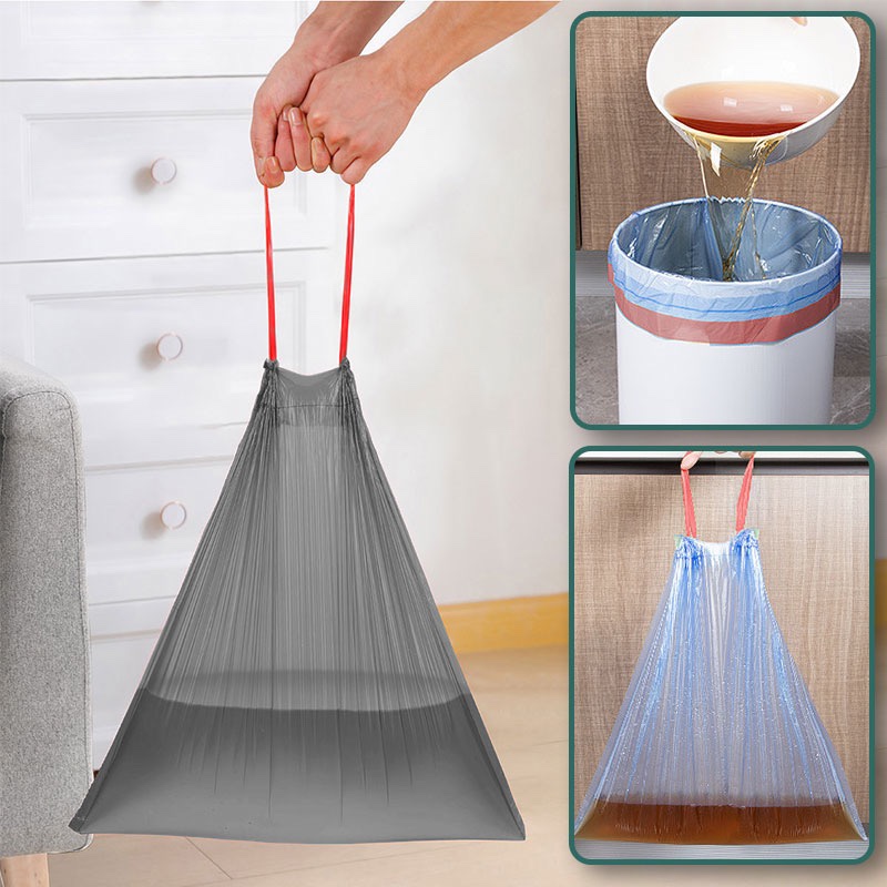 【20卷】特厚家用抽绳不脏手垃圾袋客厅厨房卧室手提式塑料袋大号