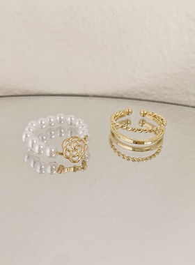 山茶花珍珠款戒指女小众设计