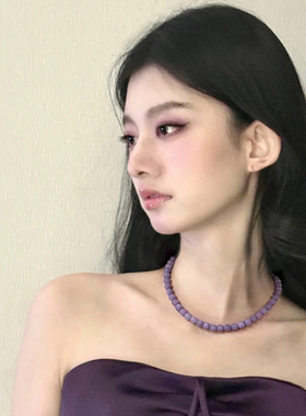淡紫色项链女款新款轻奢高级夸张