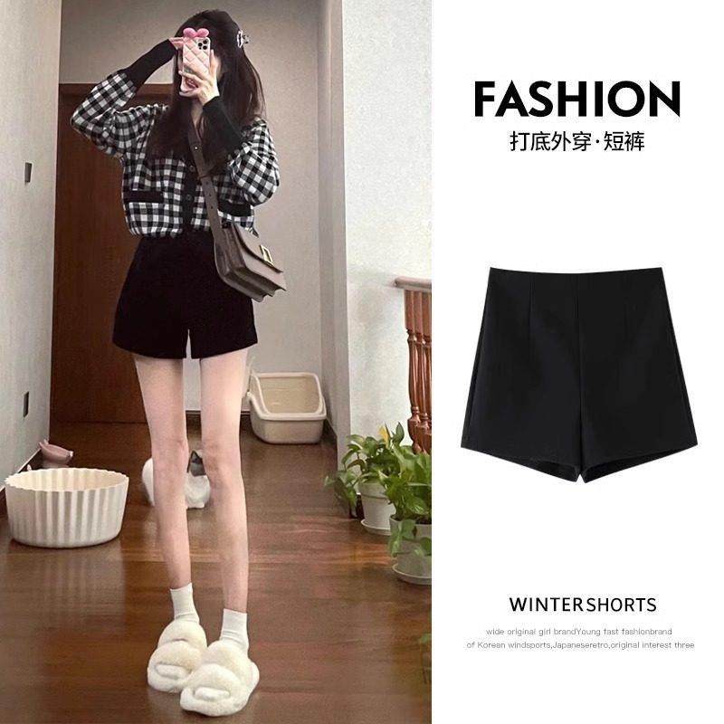 黑色高腰短裤女春秋冬新款加厚休闲辣妹女团打底裤显瘦a字裤热裤,淘宝优惠券,粉丝福利购,淘宝优惠卷