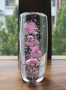 淄博琉璃小摆件乔迁新房装饰办公室客厅玄关酒柜水滴摆件水母礼品