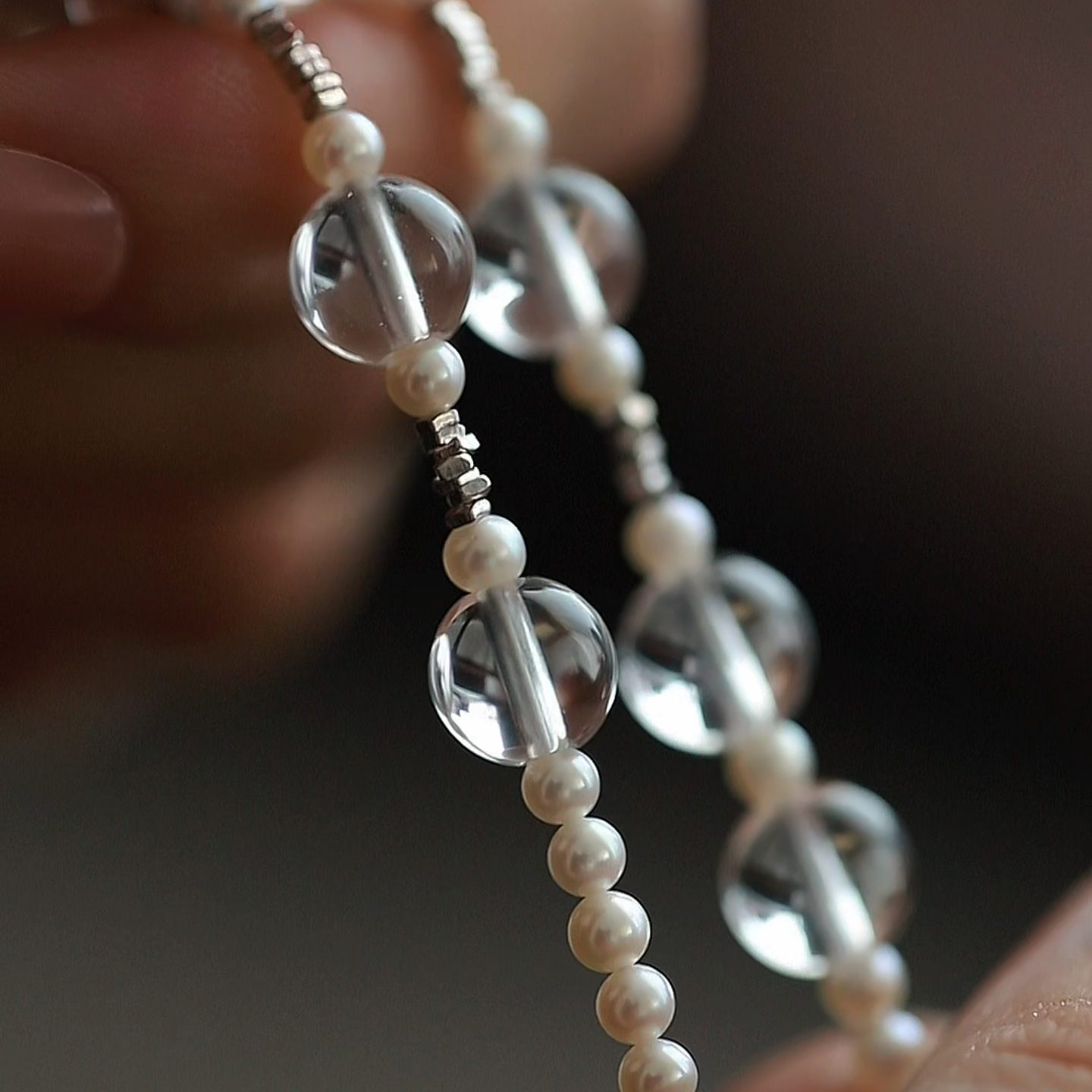 珍氏珠宝天然淡水baby珍珠项链女款 水晶925银轻奢气质锁骨链颈链 - 图2