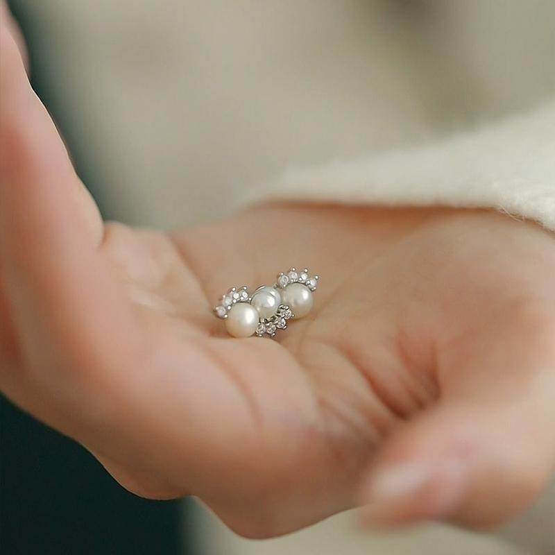 珍氏珠宝天然淡水珍珠耳钉女款 大小双珠精致小巧镶锆款耳环耳饰,淘宝优惠券,粉丝福利购,淘宝优惠卷