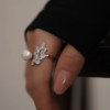 Jane's Jewelry Natural Freshwater Pearl Ring for Women Fashionable, Luxurious and Exquisite High-end Open Ring Ring