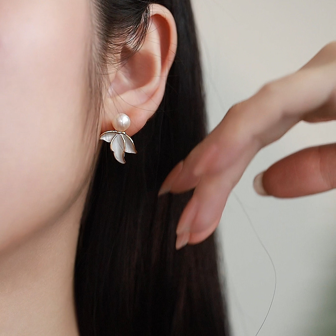 珍氏珠宝天然淡水珍珠耳钉女款 飘逸鱼尾时尚轻奢高级感耳环耳饰,淘宝优惠券,粉丝福利购,淘宝优惠卷