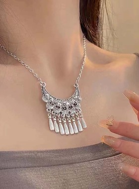 复古民族风苗银项链女