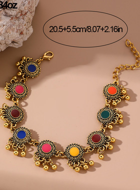 波西米亚复古古金钱币流苏手链