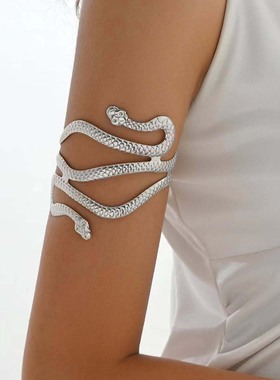 欧美风金属蛇型开口手镯金色臂环