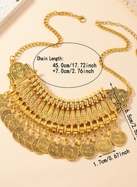 民族风钱币流苏项链民族风