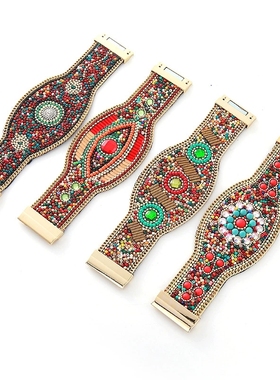 民族风宽版合金圆盘手镯