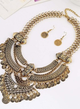 波西米亚民族风复古做旧项链女