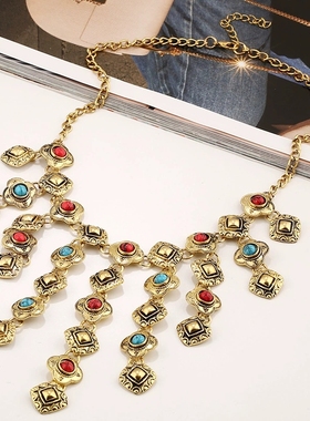 新款敦煌复古民族风流苏长款项链