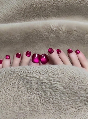 脚指甲火龙果猫眼浆果红惊艳美丽质感显白纯手工穿戴甲美甲脚丫