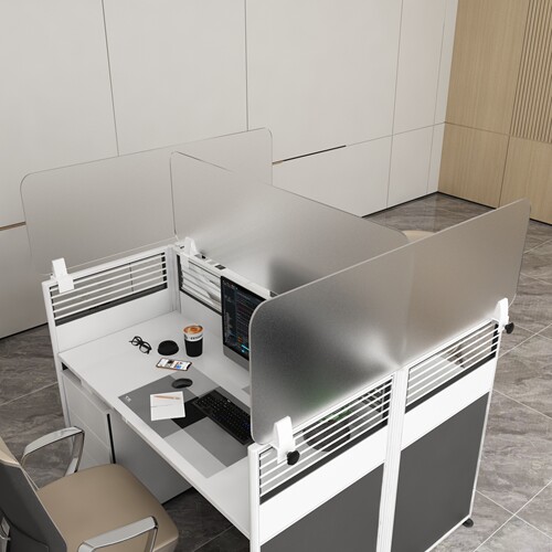 办公桌面空调挡风挡板办公室屏风隔板透明磨砂隔断免打孔加高隔档 - 图0