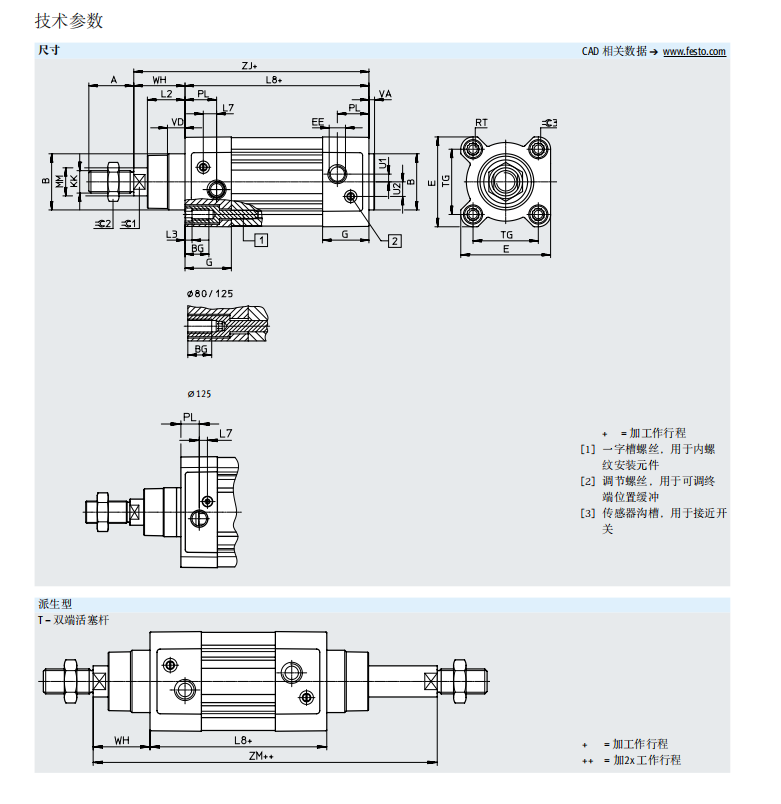 FESTO气缸DSBC-32-25-40-50-63-80-100-125-150-200-PPSA-PPVA-N3 - 图2