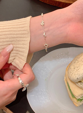 碱水结镂空爱心手链女面包脑袋牛角包华夫饼S925镀银手环网红